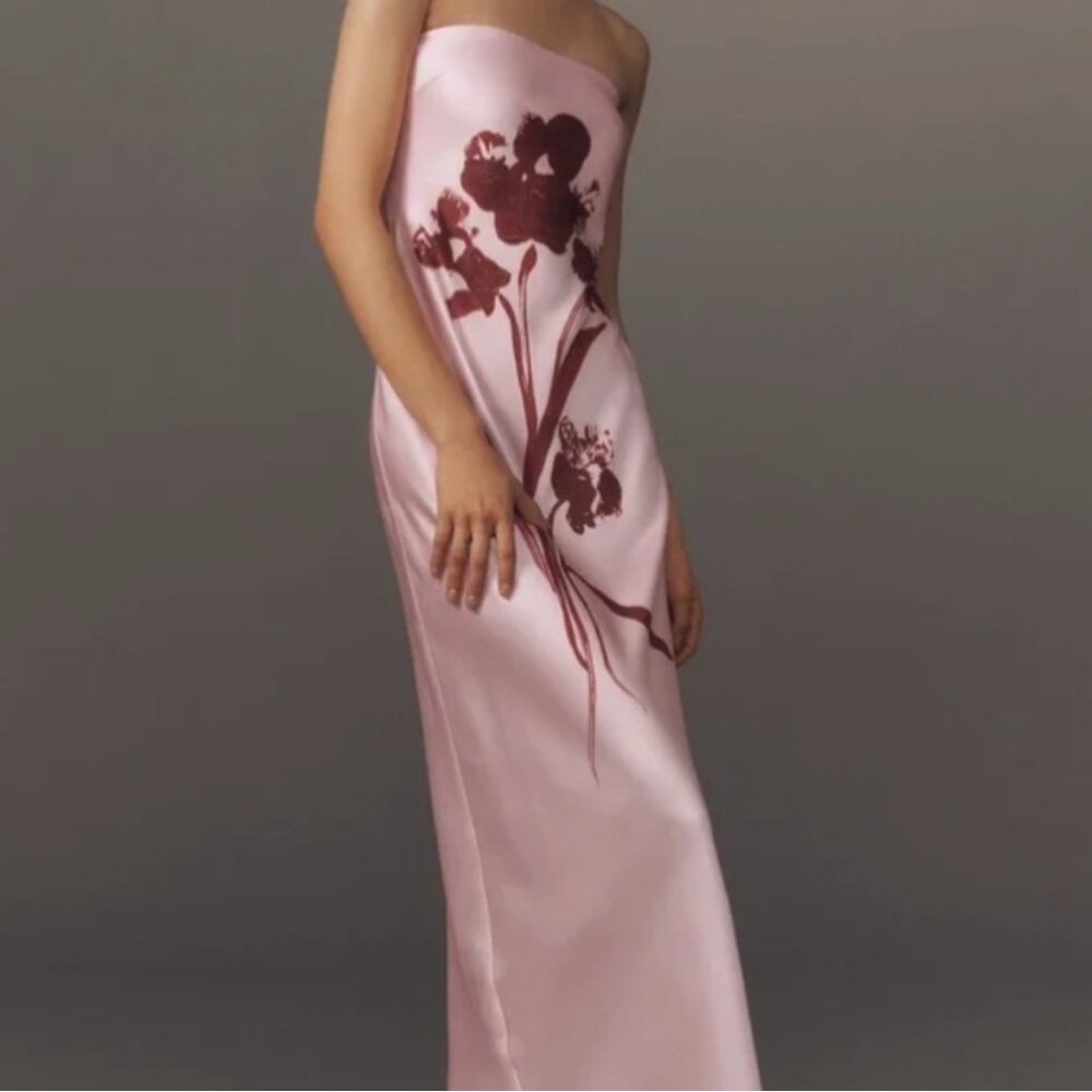 Anthropologie The FLEUR Strapless Satin Maxi Dress - Minor Flaws - Picture 3 of 7
